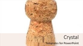  Presentation with cork - Presentation design having champagne cork isolated on white background background and a coral colored foreground