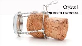  Presentation with cork - Audience pleasing PPT theme consisting of champagne cork isolated on white backdrop and a  colored foreground