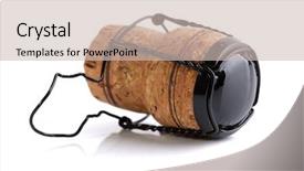  Presentation with cork - Colorful PPT theme enhanced with champagne cork isolated on white backdrop and a  colored foreground