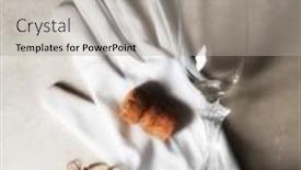 Presentation with flute - Colorful presentation theme enhanced with champagne-cork-on-white-glove backdrop and a light gray colored foreground