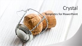  Presentation with cork - Presentation theme consisting of champagne cork on white table background and a  colored foreground