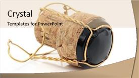  Presentation with champagne gold - Audience pleasing slide deck consisting of champagne cork with gold wire backdrop and a  colored foreground