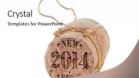  Presentation with chinese new year 2019 - Amazing theme having champagne cork with new 2014 backdrop and a white colored foreground