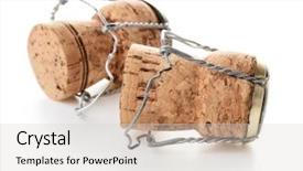  Presentation with champagne - Cool new presentation theme with champagne corks on white background backdrop and a lemonade colored foreground