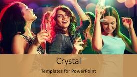  Presentation with celebration - Cool new slides with champagne dancing in club backdrop and a yellow colored foreground