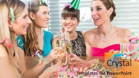  Presentation with birthday party - Audience pleasing theme consisting of champagne during a surprise birthday backdrop and a  colored foreground