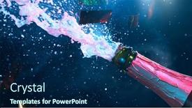  Presentation with champagne - Cool new slide deck with champagne-explosion-with-flying-cork backdrop and a navy blue colored foreground