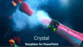  Presentation with explosion - Slides having champagne-explosion-with-flying-cork background and a navy blue colored foreground