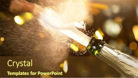  Presentation with cork - Slide deck having champagne-explosion-with-flying-cork background and a tawny brown colored foreground