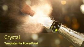  Presentation with cork - Cool new slide deck with champagne-explosion-with-flying-cork backdrop and a tawny brown colored foreground