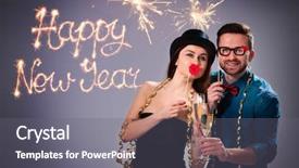  Presentation with new year - PPT layouts with champagne flutes celebrating new year background and a gray colored foreground