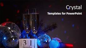  Presentation with flutes - Amazing PPT layouts having champagne-flutes-mirror-balls-disco backdrop and a black colored foreground