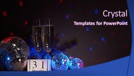  Presentation with disco ball - Colorful slide deck enhanced with champagne-flutes-mirror-balls-disco backdrop and a wine colored foreground