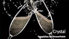  Presentation with flute - PPT theme consisting of champagne flutes on black background background and a black colored foreground