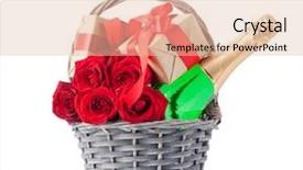  Presentation with an open gift box - Presentation theme having champagne gift boxes and rose background and a lemonade colored foreground