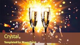  Presentation with champagne - Beautiful theme featuring champagne glass against sparkler background backdrop and a  colored foreground