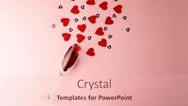  Presentation with romance pink - Presentation theme with champagne-glass-spilling-red-heart background and a lemonade colored foreground