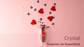  Presentation with romance pink - Presentation featuring champagne-glass-spilling-red-heart background and a coral colored foreground
