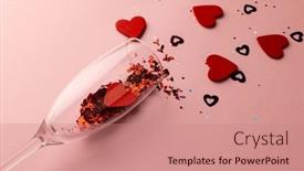  Presentation with romance pink - Slide set consisting of champagne-glass-spilling-red-heart background and a coral colored foreground