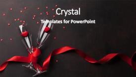  Presentation with greeting card - Beautiful slides featuring champagne glasses and candy heart backdrop and a dark gray colored foreground