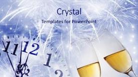  Presentation with new years 2019 - Beautiful presentation design featuring champagne glasses and clock backdrop and a sky blue colored foreground