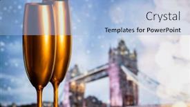  Presentation with london - PPT theme having champagne-glasses-and-fireworks-new background and a light blue colored foreground