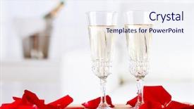  Presentation with valentines day - PPT layouts with champagne glasses and rose petals background and a sky blue colored foreground