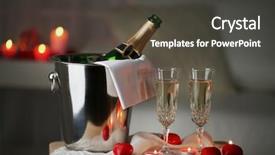  Presentation with valentines day - Slide deck featuring champagne glasses and rose petals background and a dark gray colored foreground