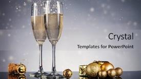  Presentation with celebration life - Cool new slides with champagne glasses celebration theme backdrop and a light gray colored foreground