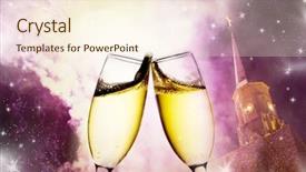  Presentation with anniversary - Beautiful slide deck featuring champagne glasses church steeple backdrop and a cream colored foreground