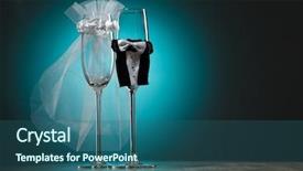  Presentation with stylized - Beautiful slide deck featuring champagne glasses in wedding theme backdrop and a ocean colored foreground