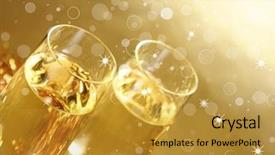  Presentation with champagne - Audience pleasing slides consisting of champagne glasses on celebration table backdrop and a gold colored foreground