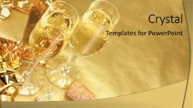  Presentation with two glasses of champagne - Audience pleasing slides consisting of champagne glasses on celebration table backdrop and a yellow colored foreground