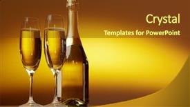  Presentation with champagne gold - Beautiful presentation theme featuring champagne glasses on celebration table backdrop and a tawny brown colored foreground