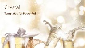  Presentation with champagne gold - Slide set consisting of champagne glasses on gold blur background background and a cream colored foreground