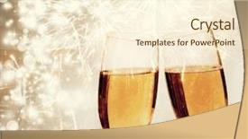  Presentation with two glasses of champagne - Audience pleasing slide deck consisting of champagne glasses on sparkling background backdrop and a  colored foreground