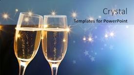 Presentation with sparkling - Cool new theme with champagne-glasses-on-sparkling-holiday backdrop and a teal colored foreground