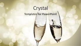  Presentation with sparkling wine - PPT theme consisting of champagne glasses on sparkling background and a soft green colored foreground