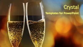  Presentation with sparkling wine - Amazing PPT theme having champagne glasses on sparkling backdrop and a tawny brown colored foreground