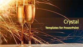  Presentation with blue fire - Cool new PPT theme with champagne glasses with fire on black background blue and gold flare at background backdrop and a tawny brown colored foreground