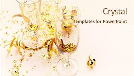  Presentation with glitter pink - Slide deck consisting of champagne glasses with golden glitter background and a cream colored foreground