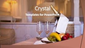  Presentation with champagne - Presentation theme enhanced with champagne in a hotel room background and a coral colored foreground