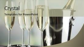  Presentation with two glasses of champagne - Beautiful slide set featuring champagne in glasses in restaurant backdrop and a mint green colored foreground