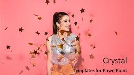  Presentation with glamour - PPT theme enhanced with champagne on party under falling background and a coral colored foreground