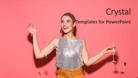  Presentation with lights and confetti party - Beautiful PPT layouts featuring champagne on party under falling backdrop and a coral colored foreground