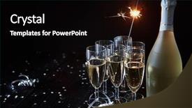 Presentation with elegant party - Slides consisting of champagne placed on black background and a black colored foreground