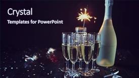  Presentation with elegant party - Presentation theme having champagne placed on black background and a wine colored foreground