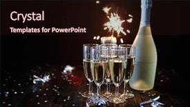  Presentation with elegant party - Audience pleasing PPT theme consisting of champagne placed on black backdrop and a wine colored foreground
