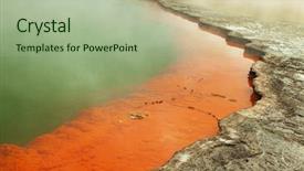  Presentation with geothermal - Slide set having champagne pool with a petrified edge champagne pool is a prominent geothermal feature within the waiotapu geothermal area in the north island of new zealand background and a mint green colored foreground