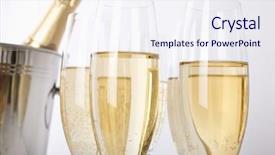 Presentation with two glasses of champagne - Slides featuring champagne selective focus on nearest background and a  colored foreground